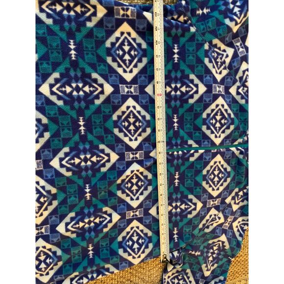 Eddie Bauer pullover blue green white Geo Print Mock Neck Flannel SZ 2XL - Picture 7 of 8